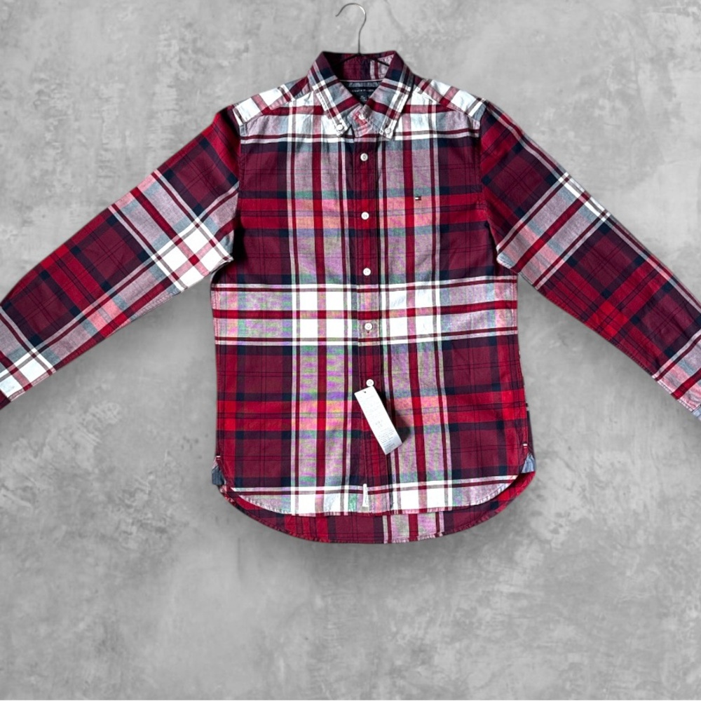 Tommy Hilfiger Red and White Plaid Shirt